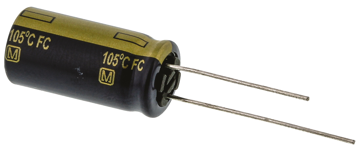 Panasonic 1200μF Aluminium Electrolytic Capacitor 10V dc, Radial, Through Hole - EEUFC1A122
