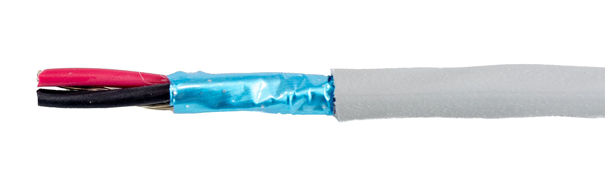 Alpha Wire Ecogen Ecocable Mini Control Cable, 2 Cores, 0.61 mm² 20 AWG, Screened, 30 m, Grey Modified Polyphenylene