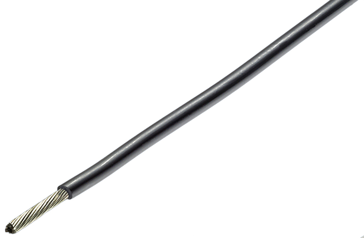 TE Connectivity Black 2 mm² Hook Up Wire, 14 AWG, 19/27, 100m, Polyalkene Insulation, 44A0111-14-0