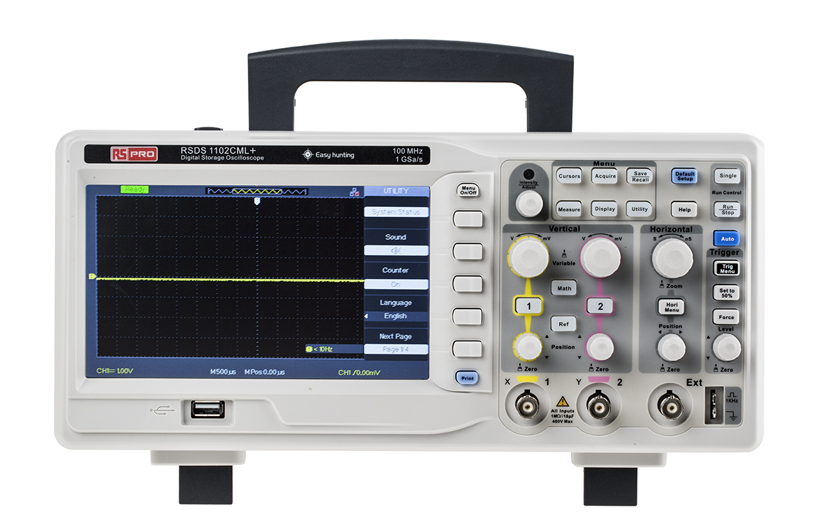 RS PRO RSDS1102CML+, 100MHz Portable Oscilloscope, 2 Analogue Channels - RS Calibrated