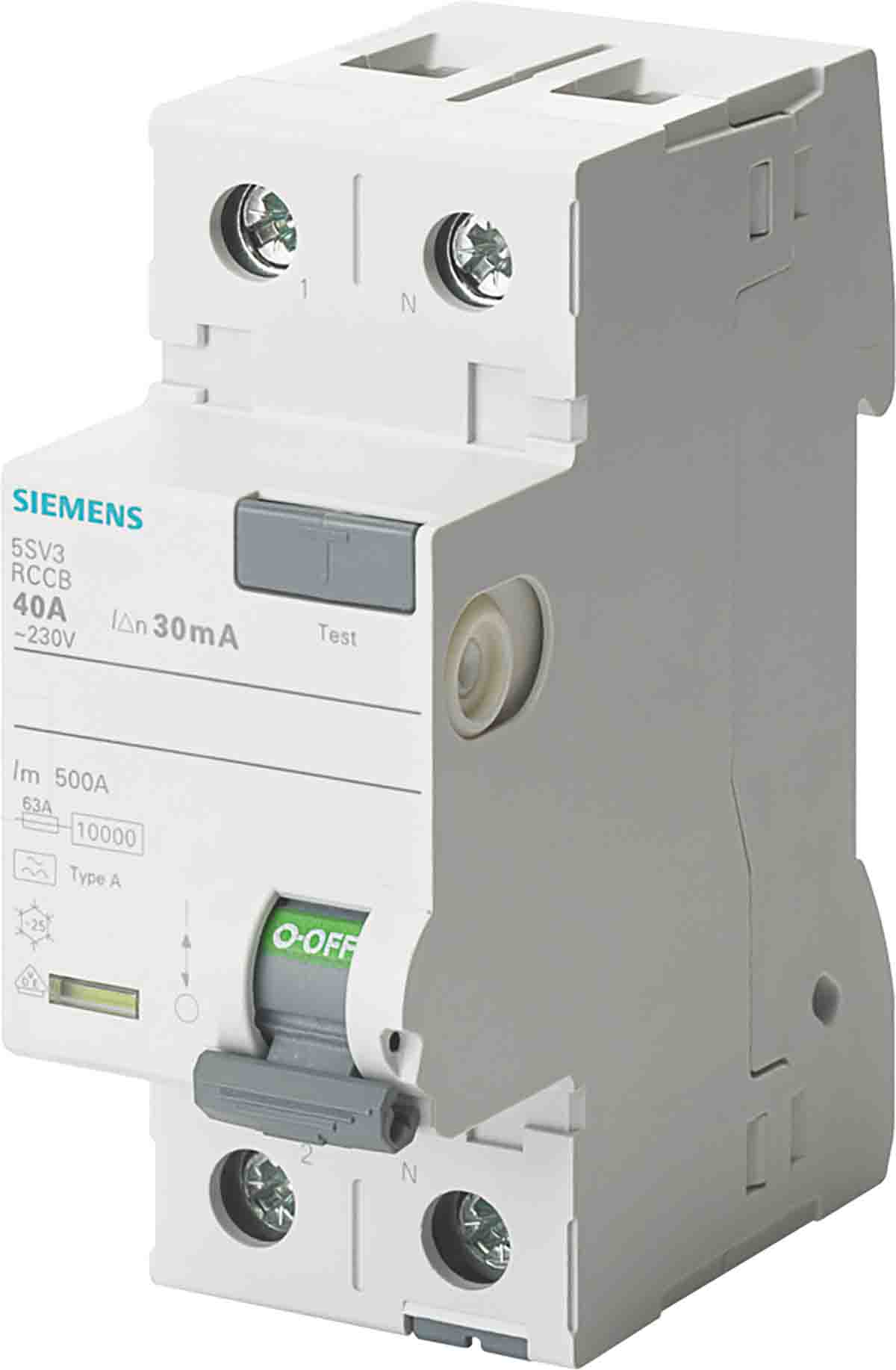 Siemens 5SV3 RCCB, 25A, 2 Pole, 30mA, Type A, 230V ac