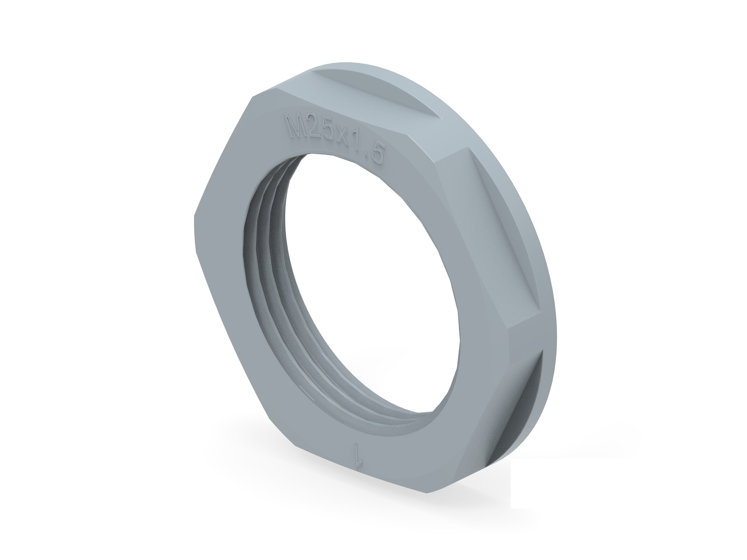Grey UL 94 V2 PA 6 Cable Gland Locknut, M25 Thread