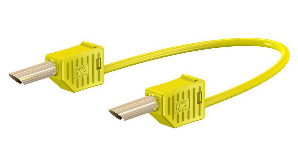 Staubli Test lead, 19A, 30 → 60V, Yellow, 100cm Lead Length
