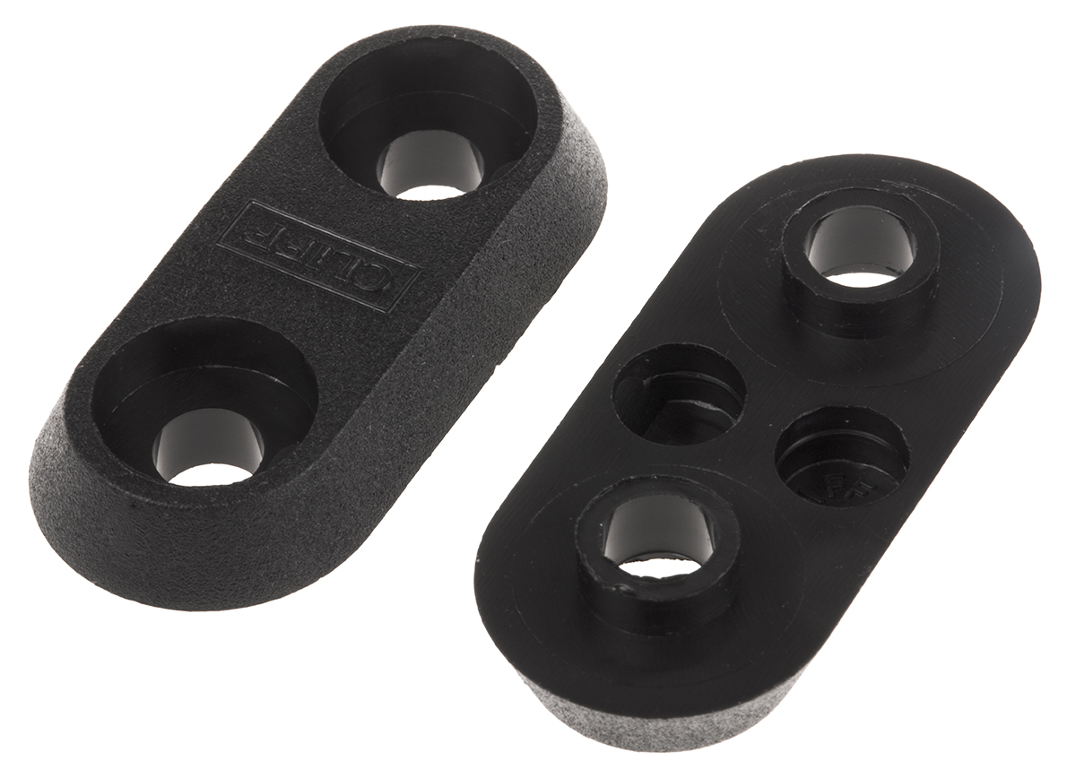 RS PRO, Black Terminal Mounting Plate - 16mm Hole Diameter