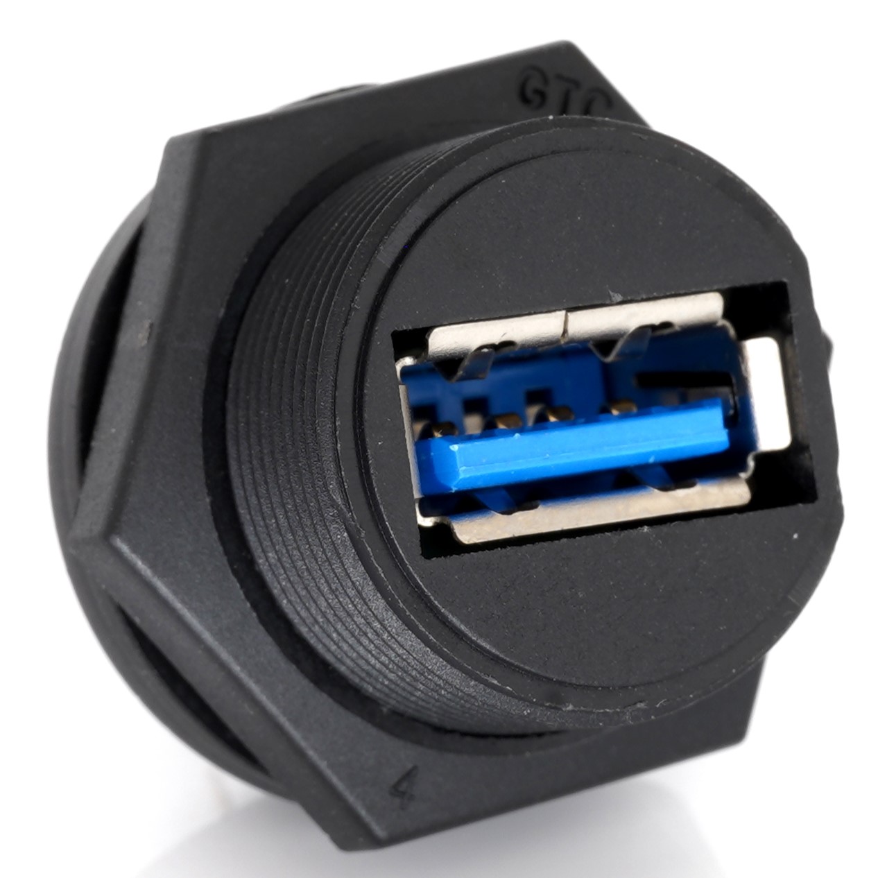 RS PRO Straight, Panel Mount, Socket- Single Port Type A 3.0 IP67 Type A USB Connector