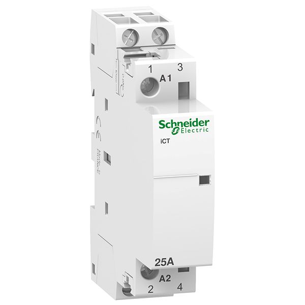 Schneider Electric Acti9 iCT Contactor, 220-240 V ac Coil, 2-Pole, 25 A, 0.9 W, 2NO, 250 V ac