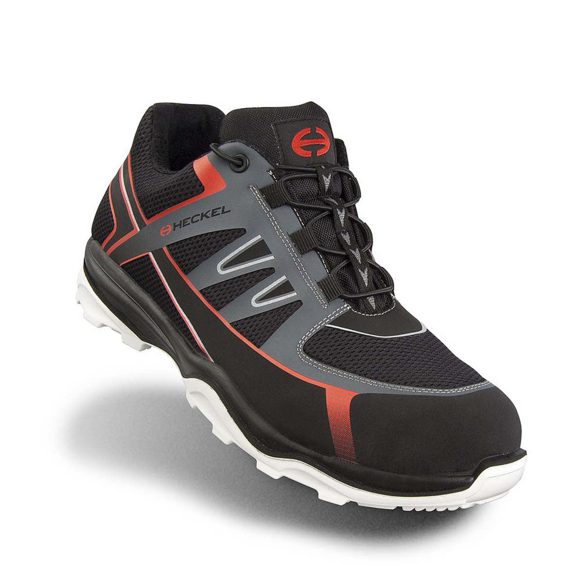 Heckel RUN-R Men's Black, Grey, Red Composite Toe Capped Safety Trainers, UK 4, EU 37