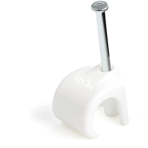 StarTech.com White Polyethylene Clamp collars with nail, 14mm Max. Bundle