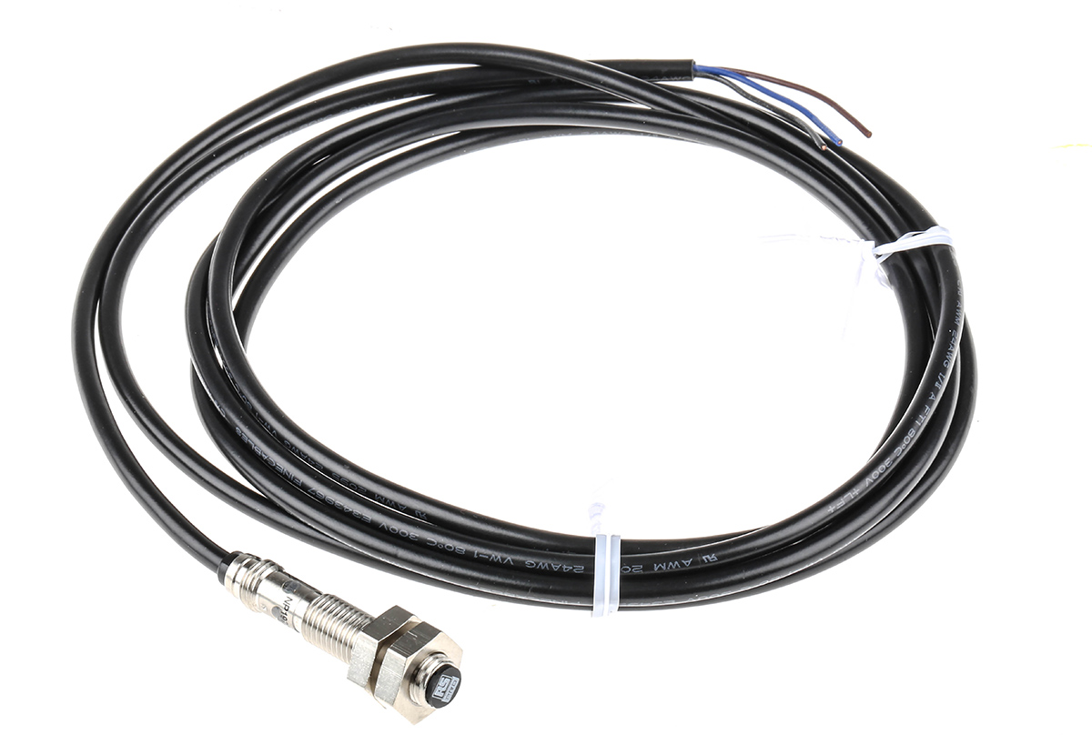 RS PRO Inductive Threaded Barrel Proximity Sensor, M8, 1.5 mm Detection, PNP NO, 10 → 30 V dc