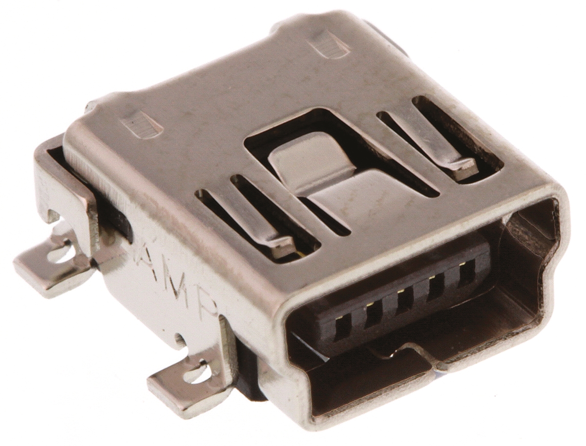 TE Connectivity Right Angle, SMT, Socket Type B 2.0 USB Connector