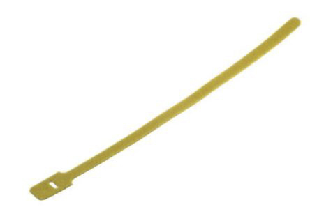 RS PRO Cable Tie, Hook and Loop, 325mm x 25 mm, Yellow Nylon, Pk-10