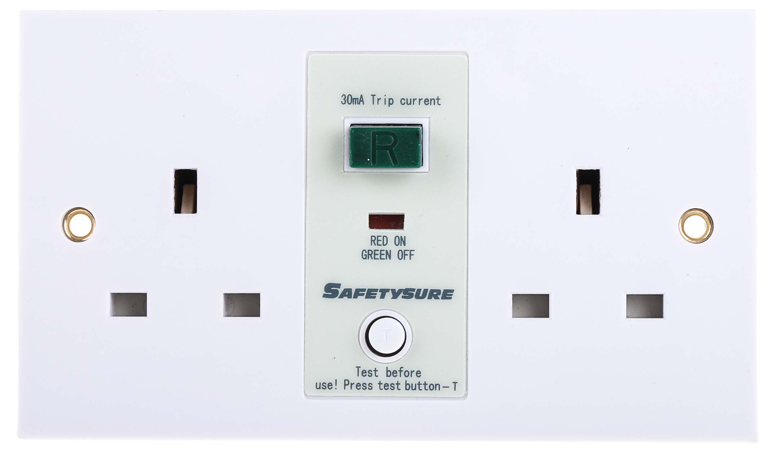 RS PRO 13A, BS Fixing, Passive, 2 Gang RCD Socket, Flush Mount , Switched, 230 V ac, White