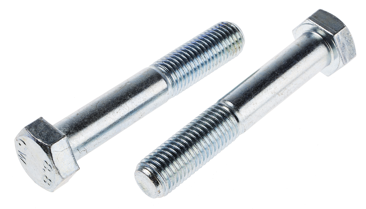 RS PRO Bright Zinc Plated Steel, Hex Bolt, M20 x 120mm