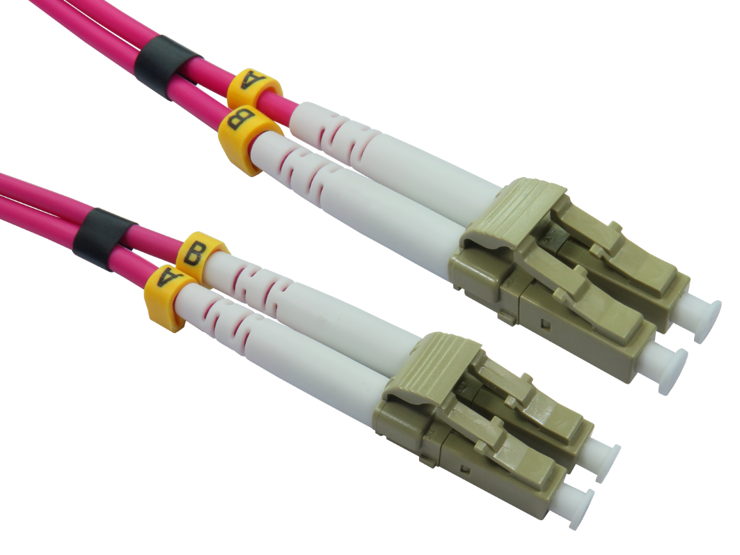 RS PRO LC to LC Duplex Multi Mode OM4 Fibre Optic Cable, 3mm, Light Blue, 3m