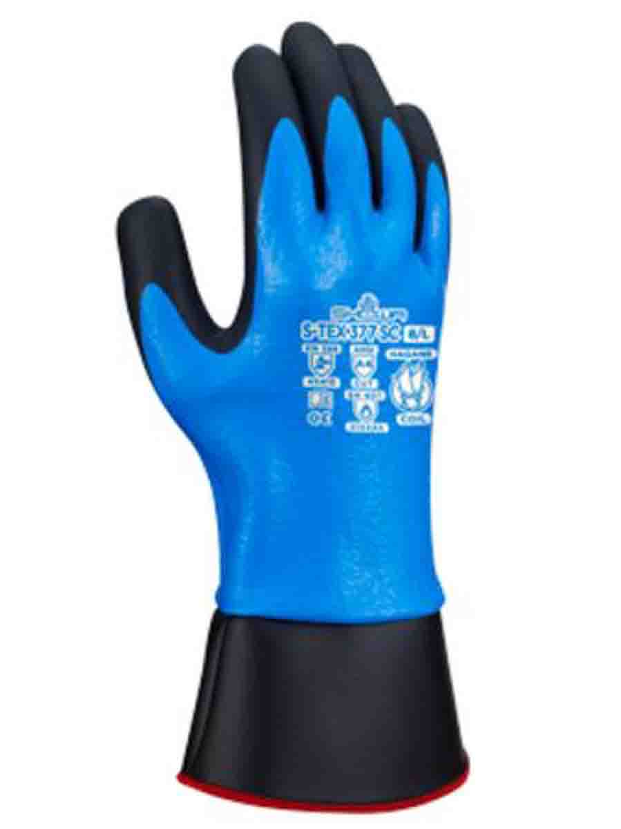 Showa Black, Blue Nitrile Work Gloves, Size 8, Nitrile Coating