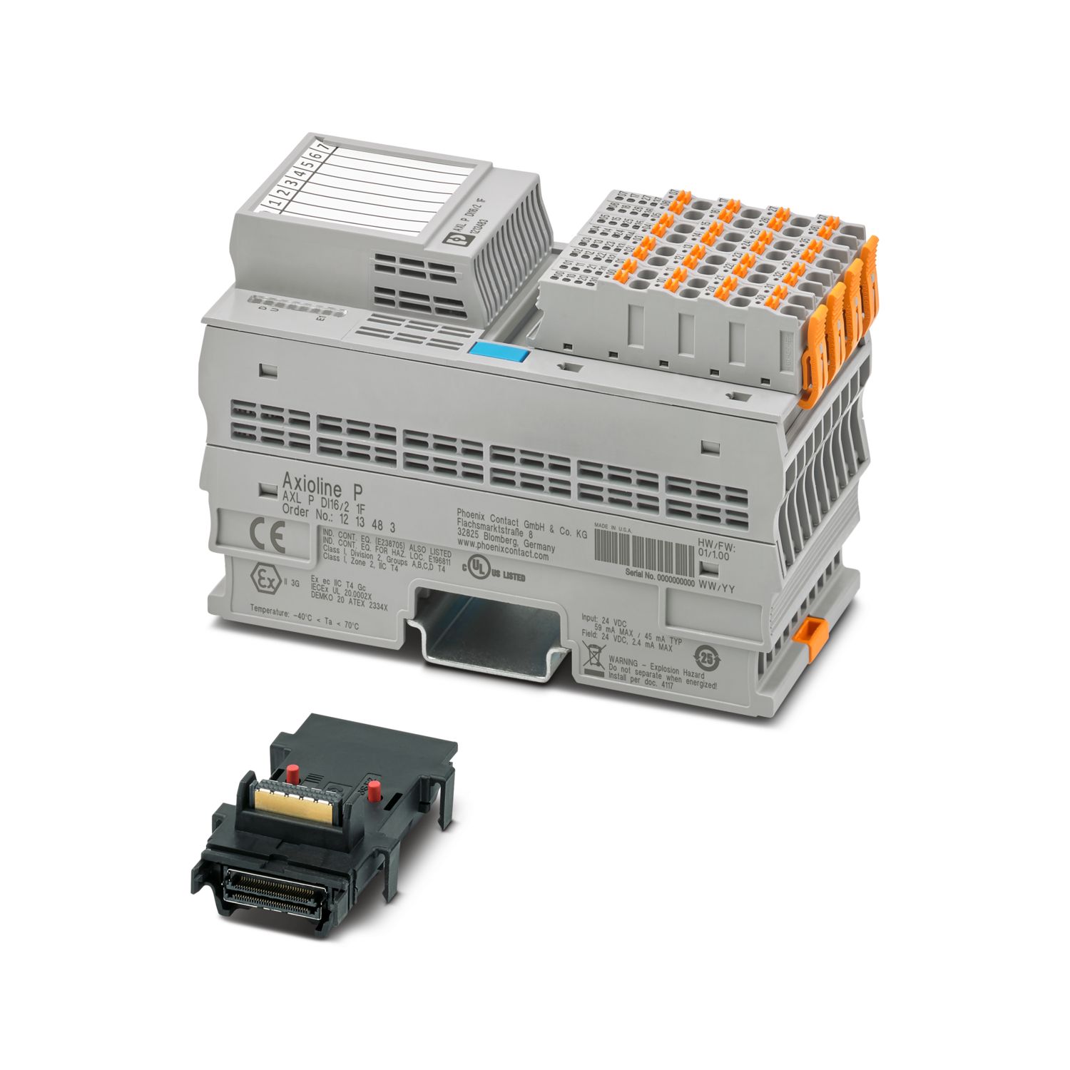 Phoenix Contact AXL Series Digital Input Expansion Module for Use with Axioline P Modular I/O System, Digital, 24 V dc