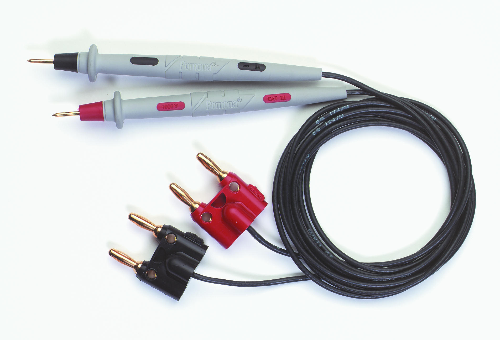 Pomona Test Lead & Connector Kit With 4-Wire Kelvin Probe Set with Double Banana Plug Leads