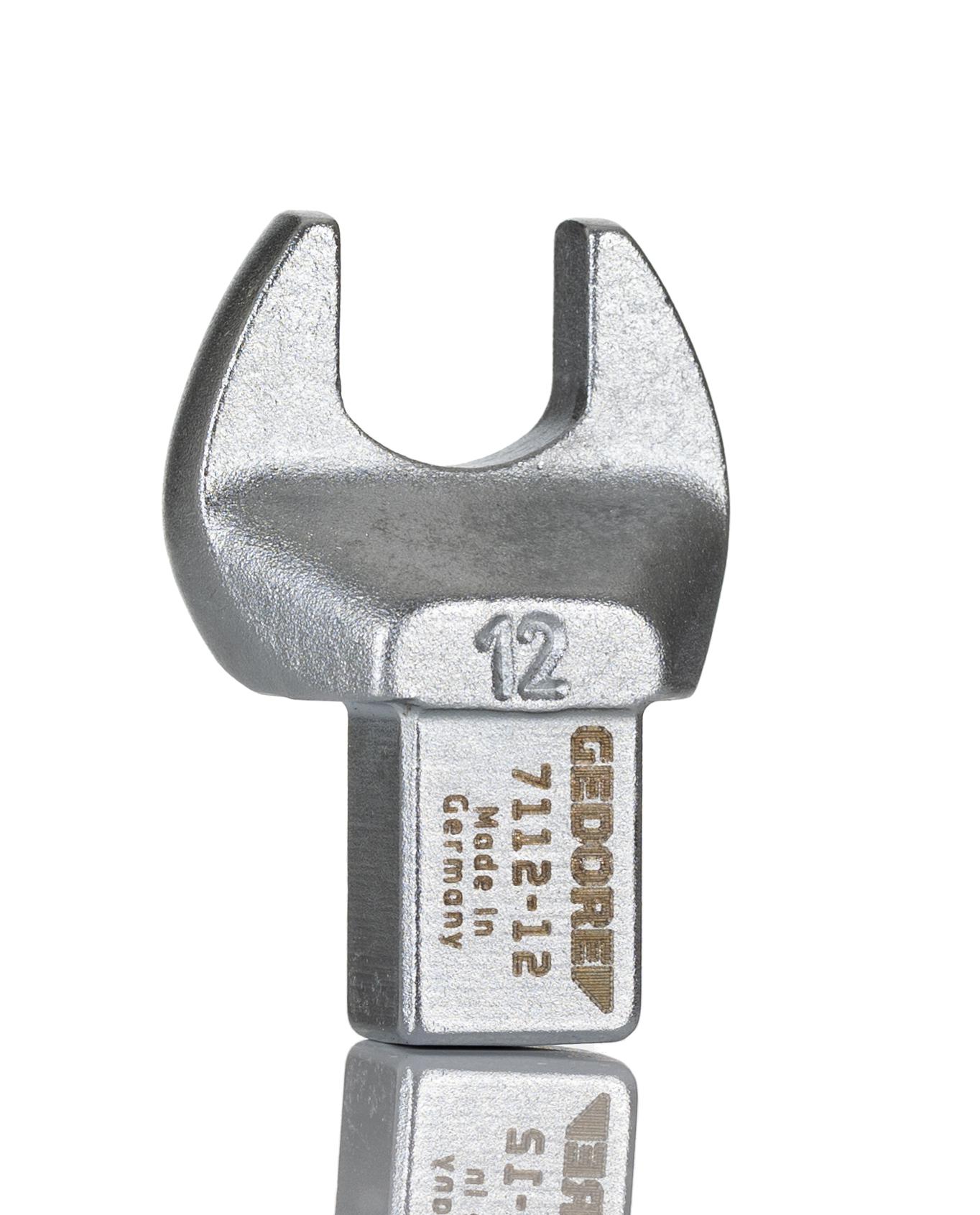 Gedore 7112 Series Open Ended Insert Spanner Head, 12 mm, 9 x 12mm Insert, Chrome Finish
