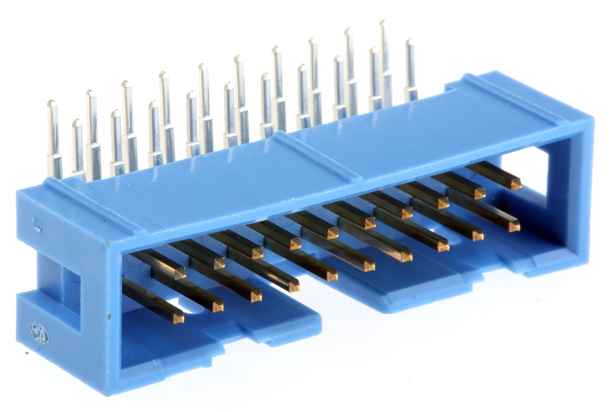 TE Connectivity AMP-LATCH Series Right Angle Through Hole PCB Header, 20 Contact(s), 2.54 mm Pitch, 2 Row, Shrouded