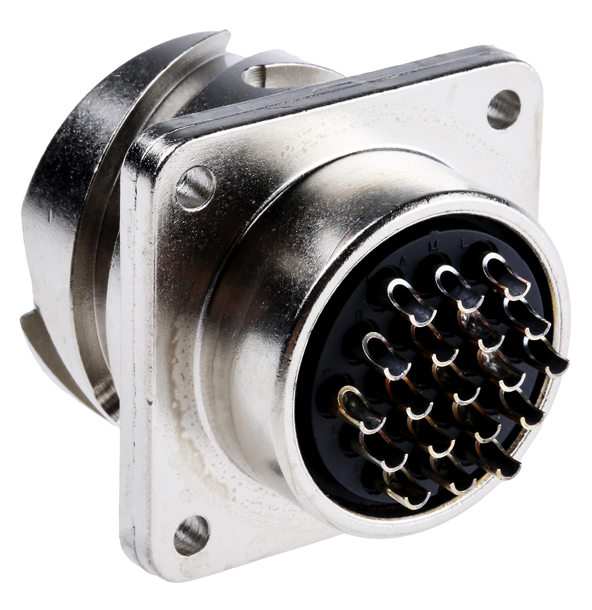 ITT Cannon, CA-COM, Copper Alloy 19 Way Box Mount MIL Spec Circular Connector Receptacle, Pin Contacts, Bayonet Coupling