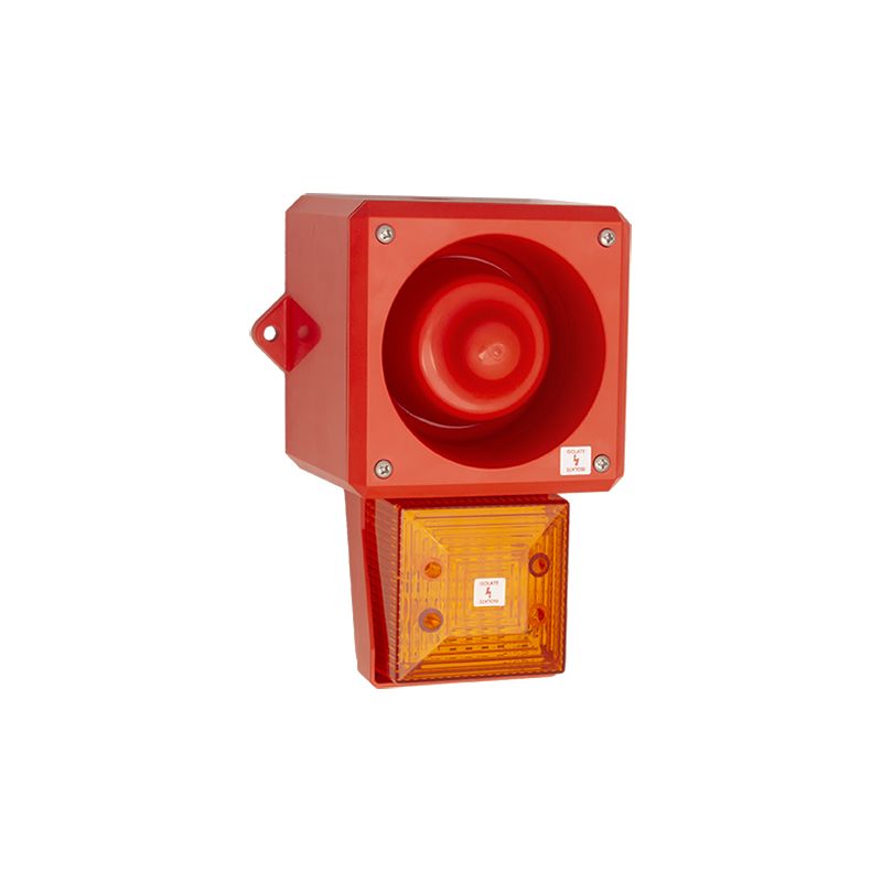 Clifford & Snell YL50 Hi Vis Series Amber Sounder Beacon, 24 V dc, IP66, Bulkhead, Flat Wall, 112dB at 1 Metre