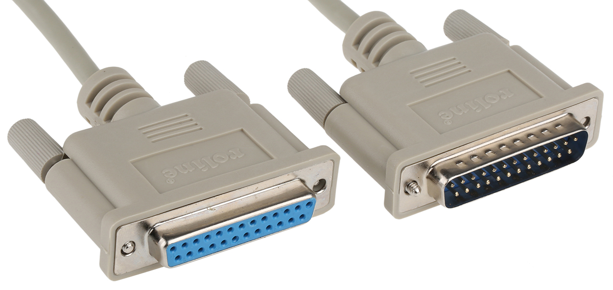 Roline Male 25 Pin D-sub to Female 25 Pin D-sub Serial Cable, 3m