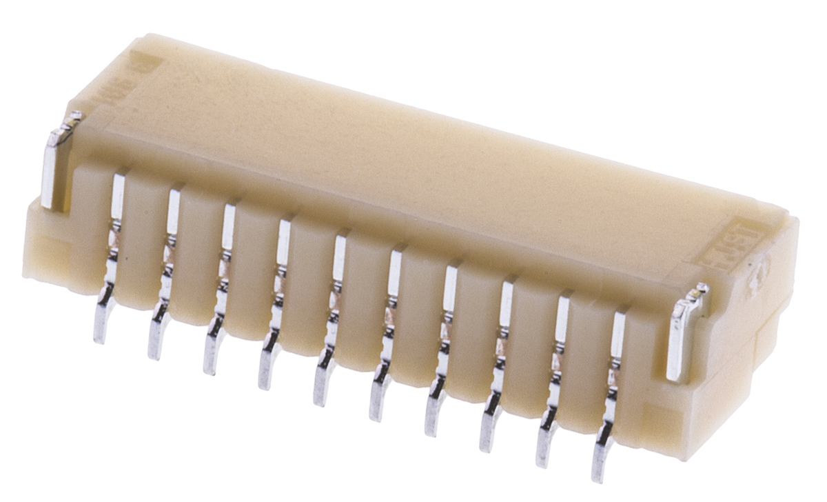 JST SH Series Straight Surface PCB Header, 10 Contact(s), 1 mm Pitch, 1 Row, Shrouded
