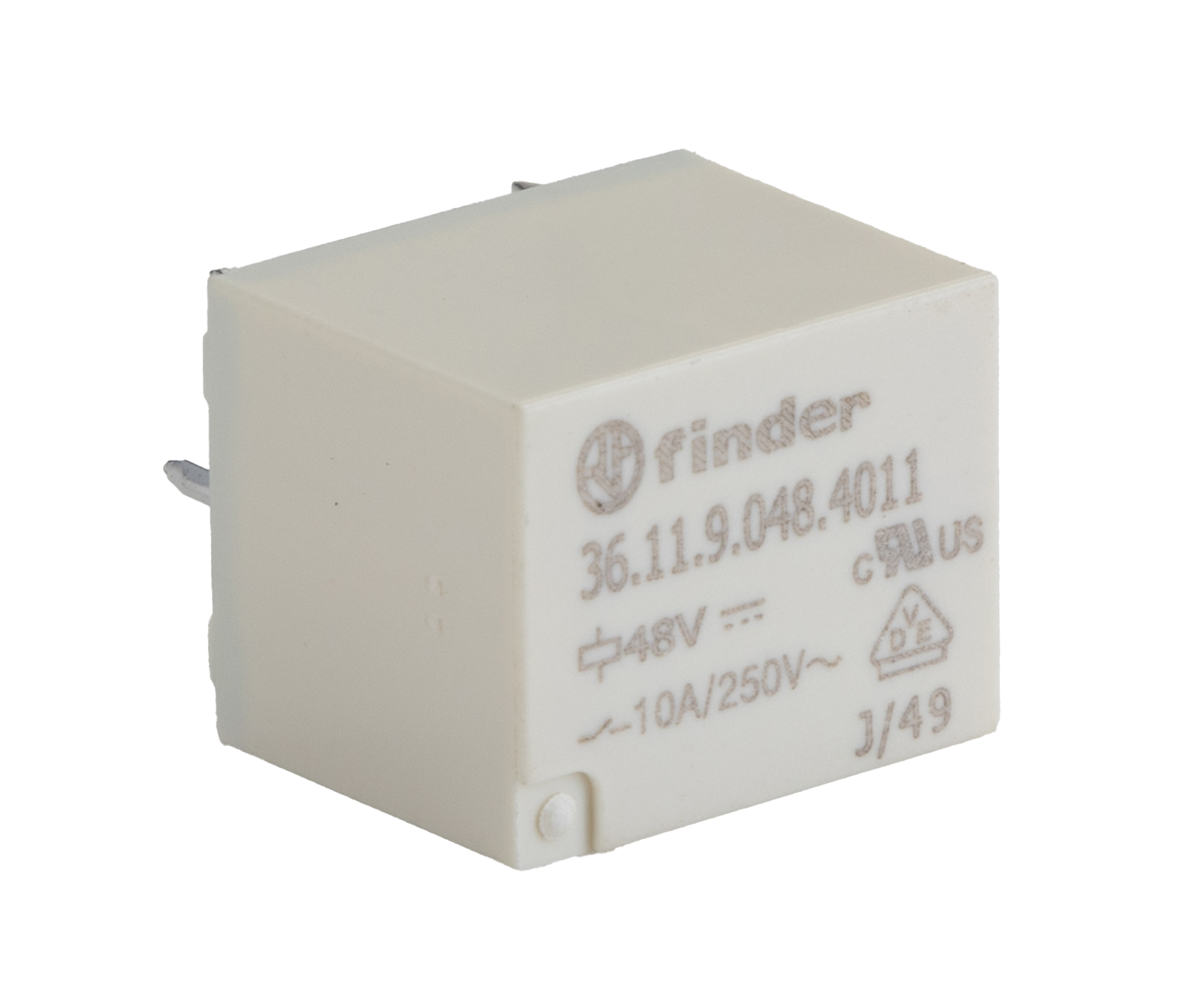Finder PCB Mount Power Relay, 48V dc Coil, 10A Switching Current, SPDT