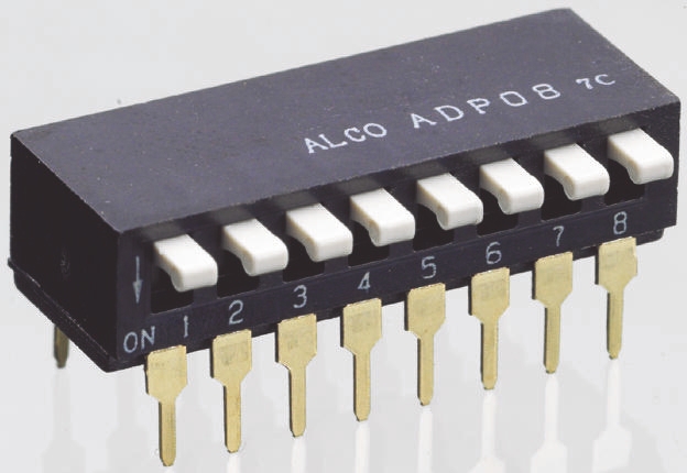 TE Connectivity 8 Way Through Hole DIP Switch 8P, Piano Actuator