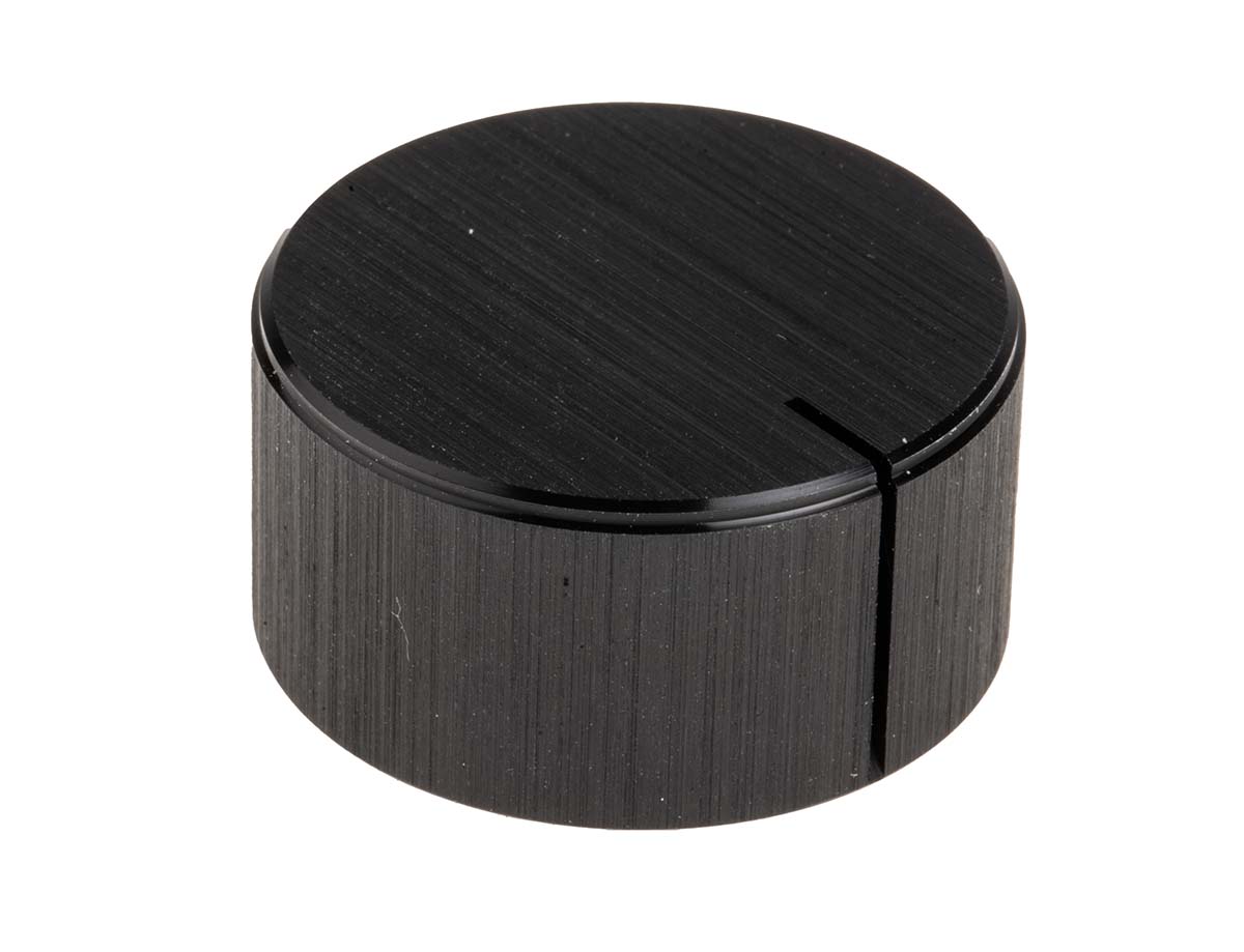 RS PRO 28mm Black Potentiometer Knob for 6.4mm Shaft Splined