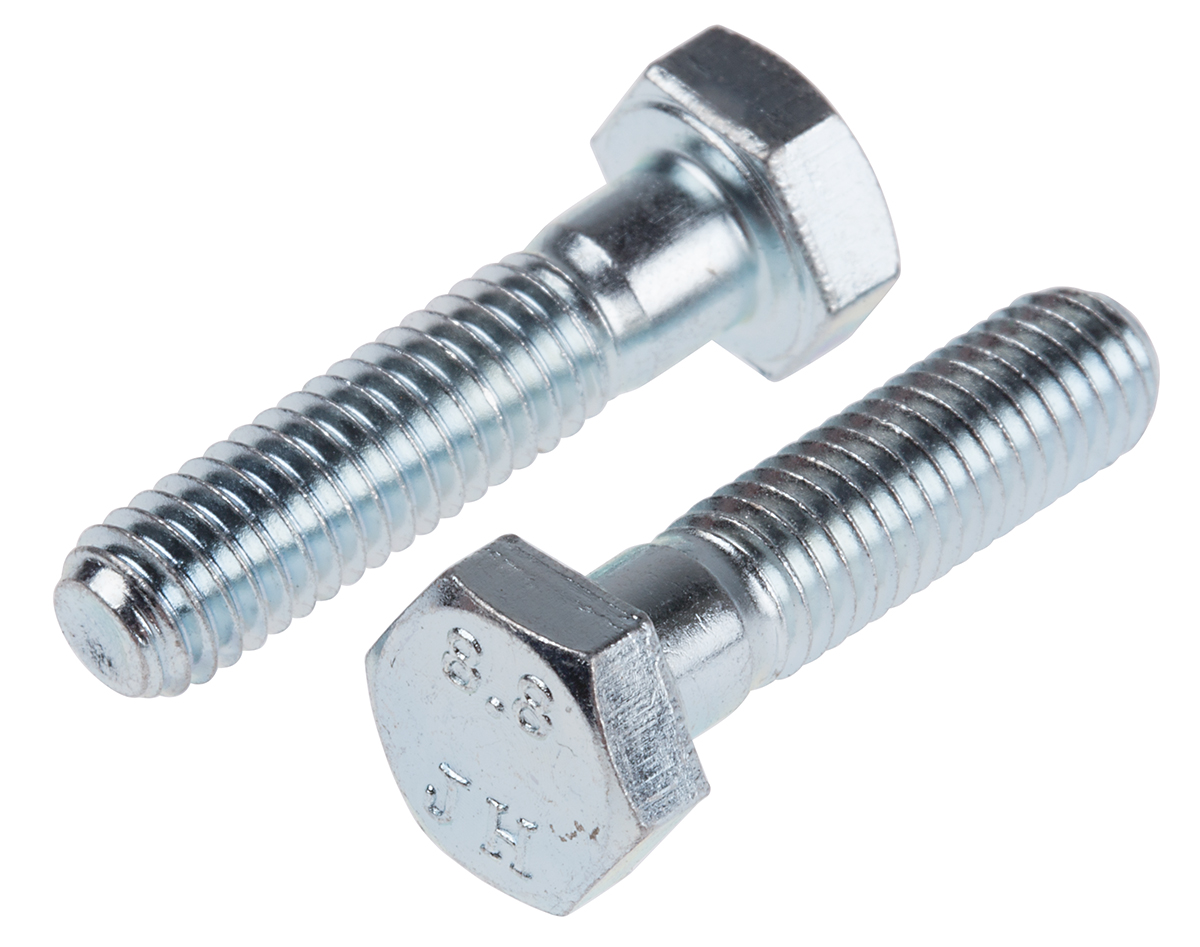 RS PRO Bright Zinc Plated Steel, Hex Bolt, M6 x 25mm