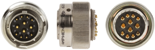 Amphenol Limited, 62GB, Nickel Iron Alloy 12 Way Cable Mount MIL Spec Circular Connector Plug, Pin Contacts,Shell Size