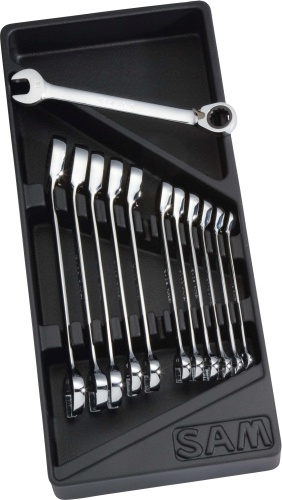 SAM 12-Piece Combination Ratchet Spanner Set, 8 → 19 mm