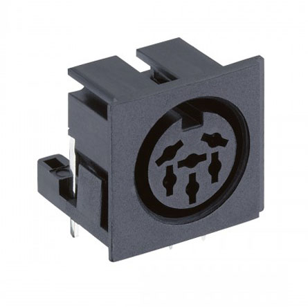 Lumberg 6 Pole Right Angle Din Socket, DIN 45322, 4A, 24 V ac, Plug-In, Female, PCB Mount