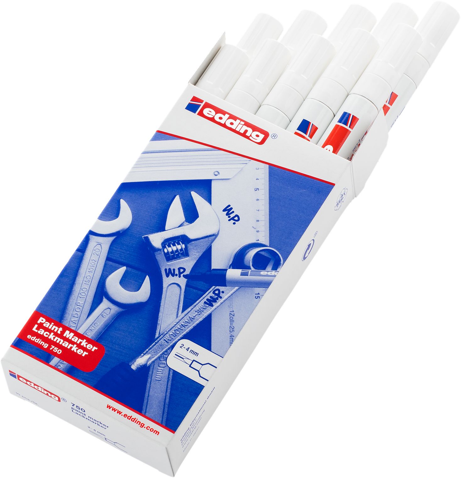 Edding White 2 → 4mm Medium Tip Paint Marker Pen for use with Glass, Metal, Plastic, Wood