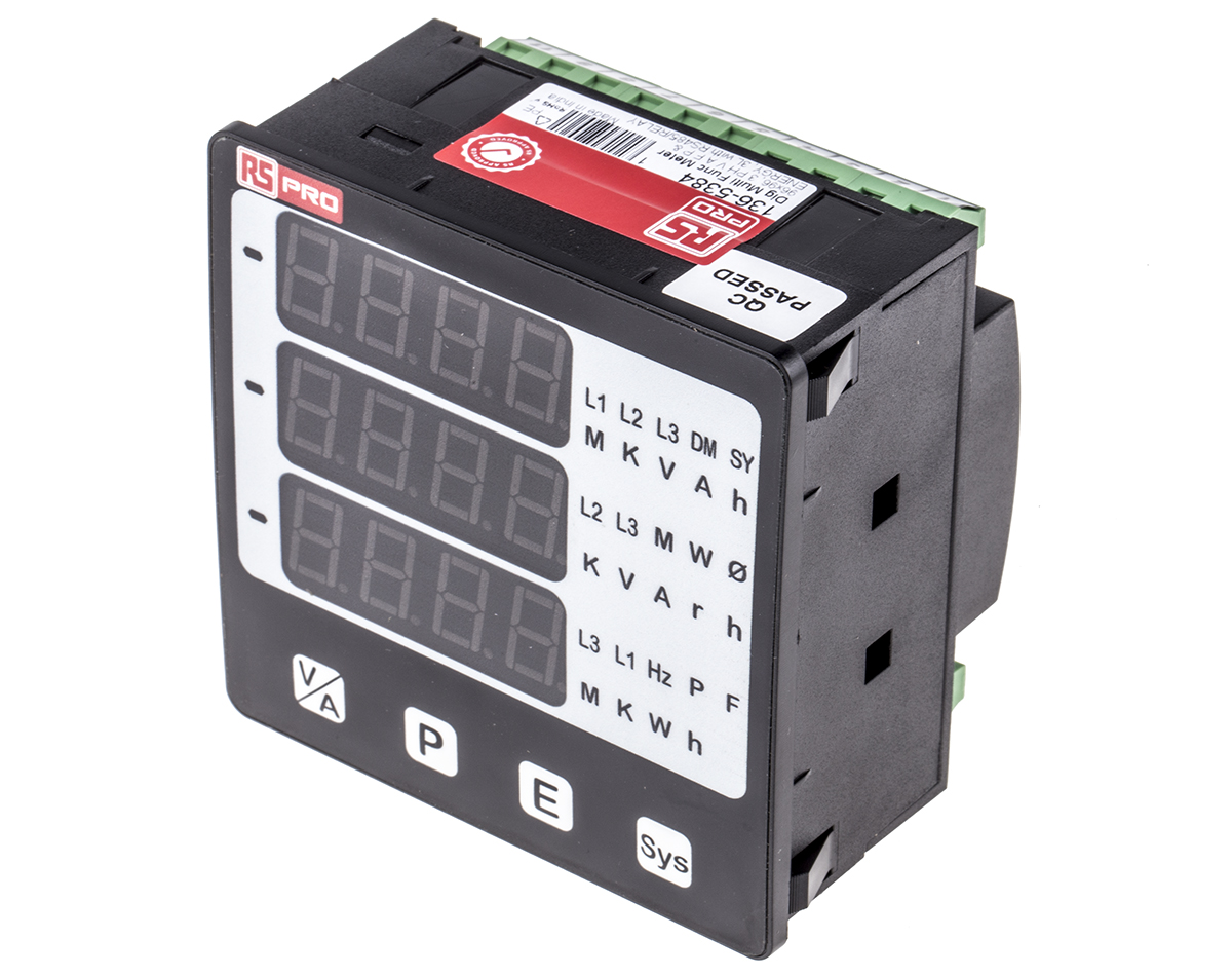 RS PRO LED Digital Panel Multi-Function Meter, 92mm x 92mm