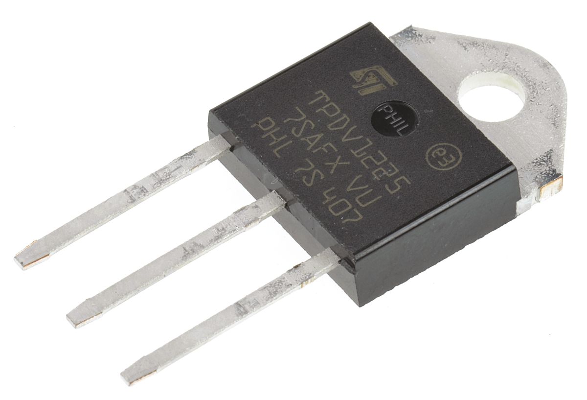 STMicroelectronics Through Hole, 3-pin, TRIAC, 1200V, Gate Trigger 1.5V 1200V