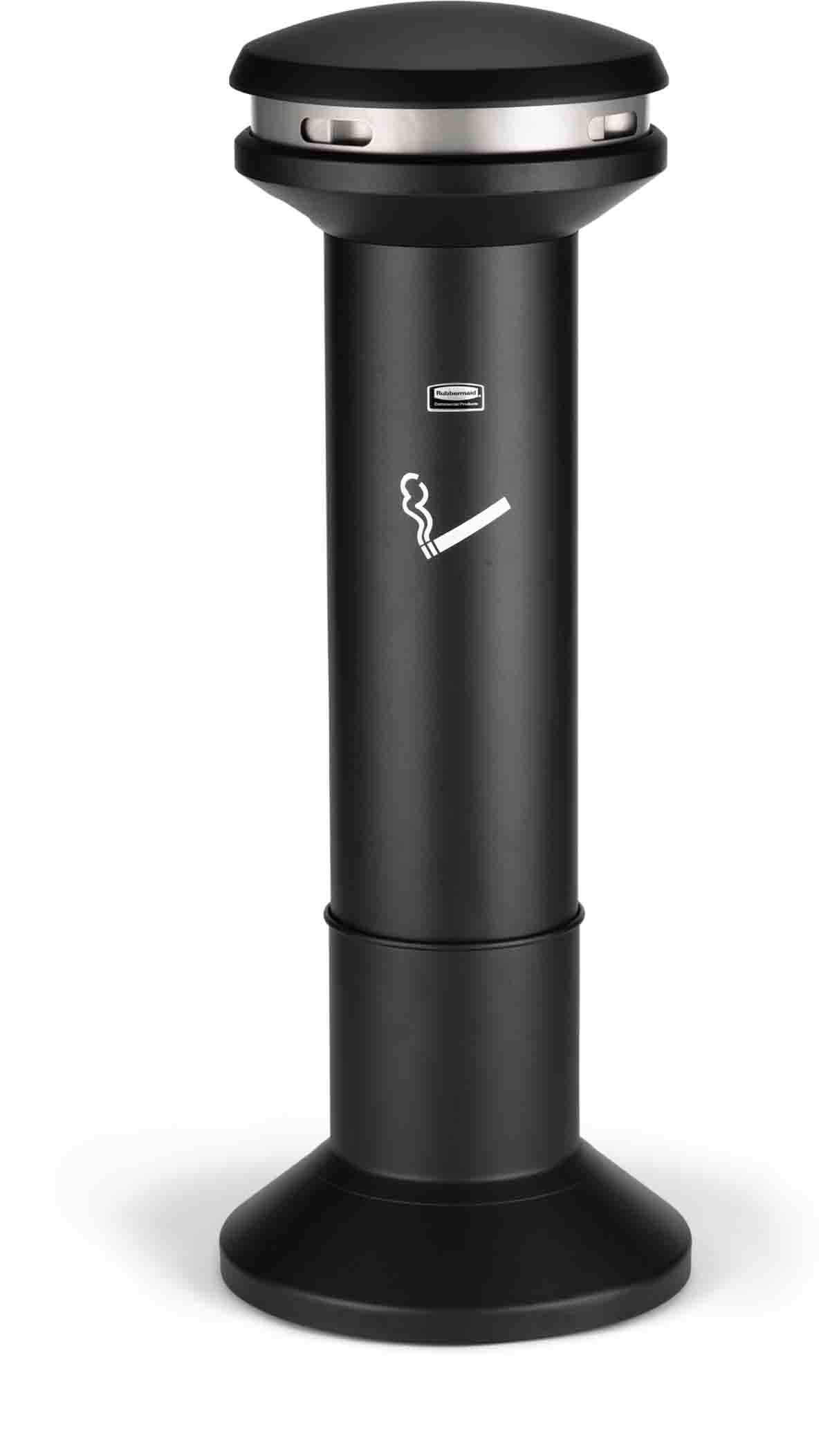 Rubbermaid Commercial Products Black Stainless Steel Base Mount Cigarette Bins, 485mm x 1.02m x 480mm