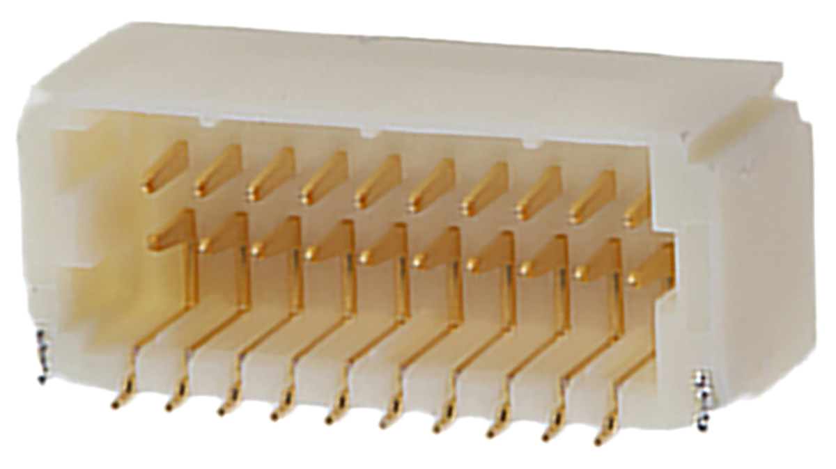 JST SHD Series Right Angle Surface PCB Header, 20 Contact(s), 1 mm Pitch, 1 Row, Shrouded