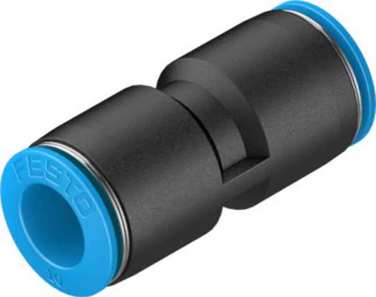 Festo QS Series Straight Tube-to-Tube Adaptor, Push In 10 mm to Push In 10 mm, Tube-to-Tube Connection Style, 130689