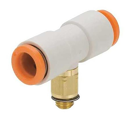 SMC KQ2 Series Tee Threaded Adaptor, Push In 5/32 in to Push In 5/32 in, Threaded-to-Tube Connection Style