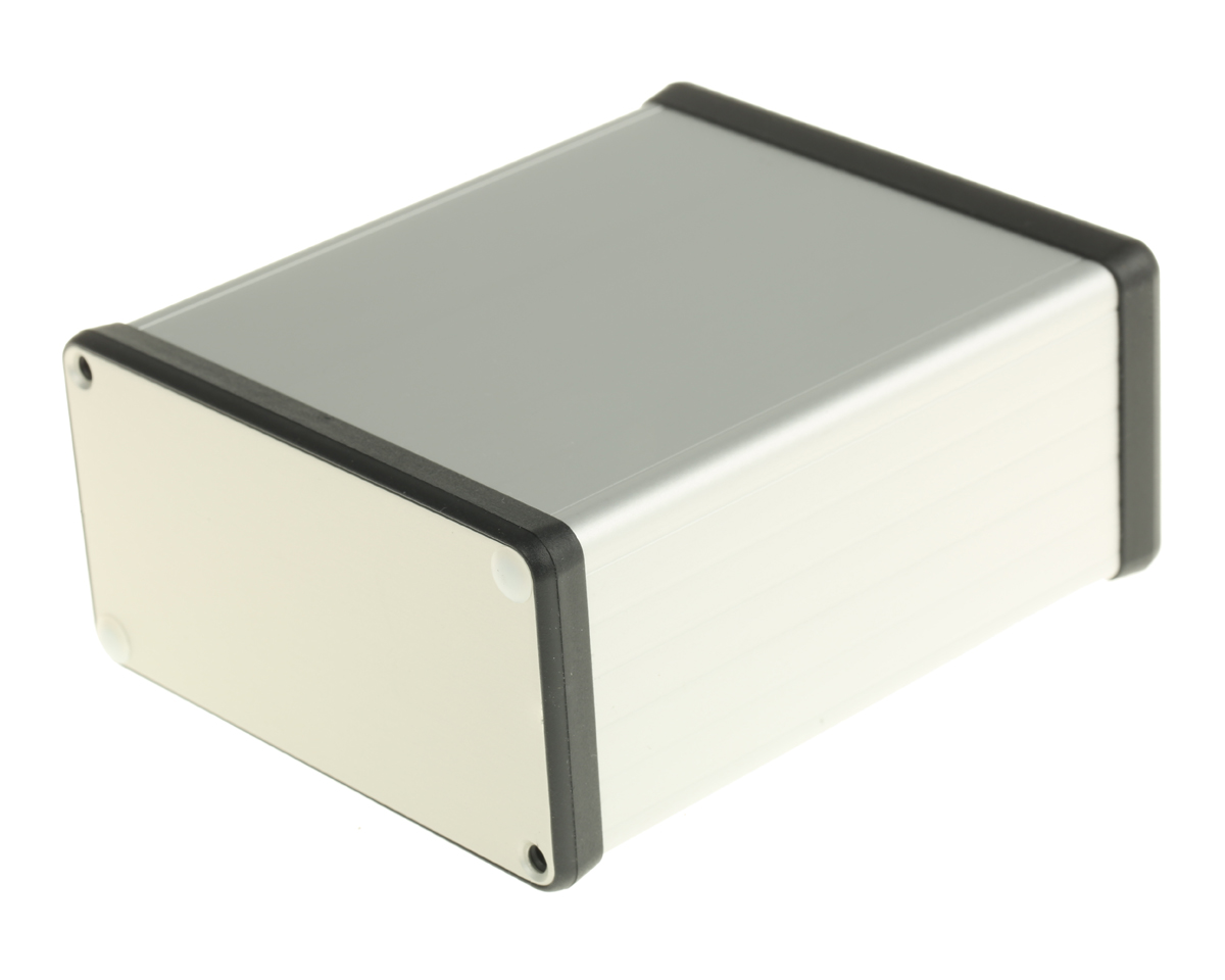 Hammond 1455 Series Silver Anodised Aluminium Enclosure, IP54, Silver Anodized Lid, 120 x 103 x 53mm