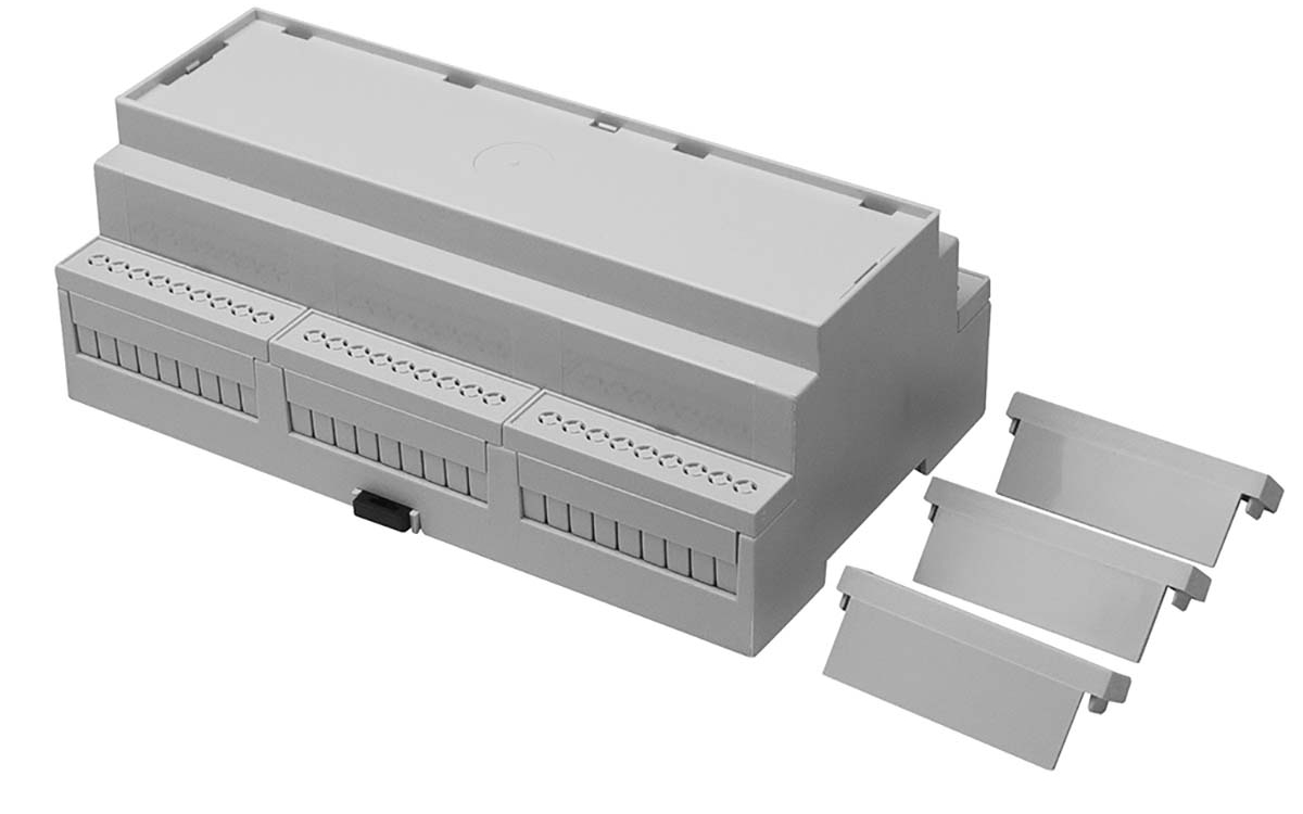 RS PRO Solid Top Enclosure Type, 159.2 x 90 x 58mm, Polycarbonate DIN Rail Enclosure Kit