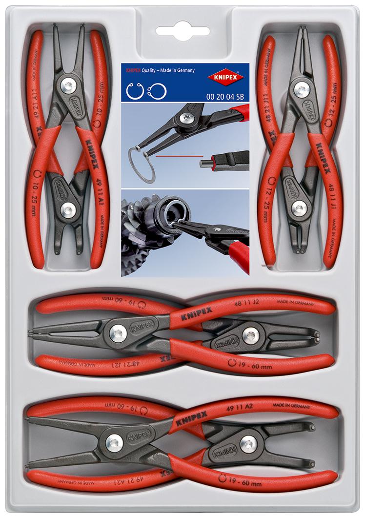 Knipex 8-Piece Circlip Plier Set, Angled, Straight Tip, 305 mm Overall