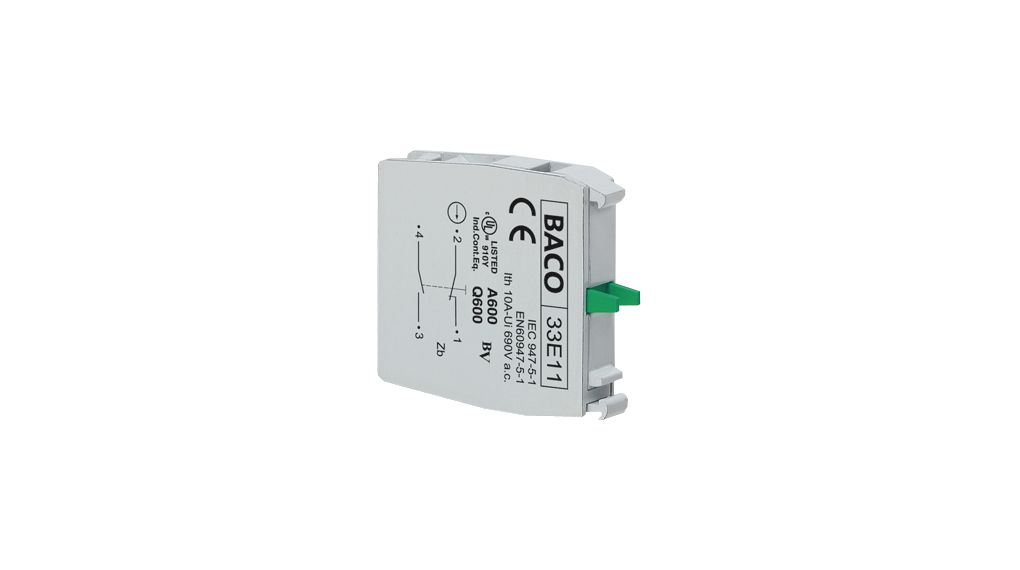 BACO 33E Series Contact Block for Use with Control & Signalling Units, 240V ac, SPDT