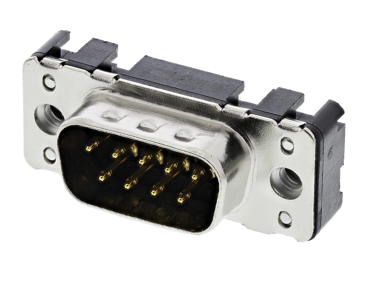 HARTING 9 Way Through Hole D-sub Connector Plug, 2.74mm Pitch, with 4-40 UNC Threaded Inserts, Boardlocks