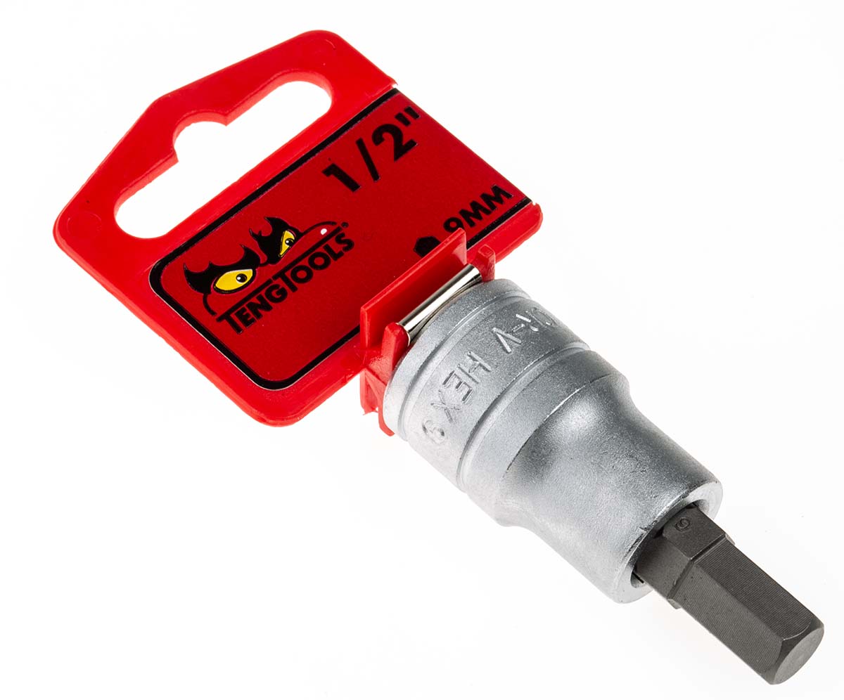 Teng Tools 1/2 in Drive Bit Socket, Hex Bit, 9mm