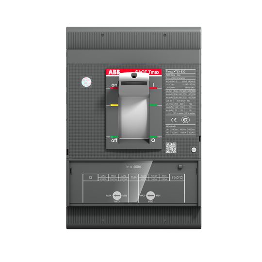 ABB, SACE Tmax XT MCCB Molded Case Circuit Breaker 3P 400A, Breaking Capacity 70 kA, Fixed Mount