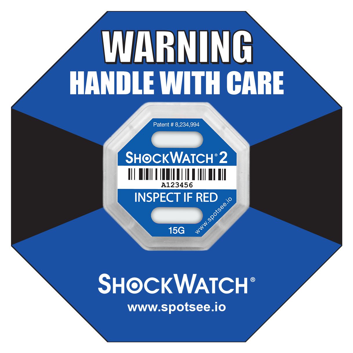 SpotSee Shock Label 6.35mm x 42.93mm, 10