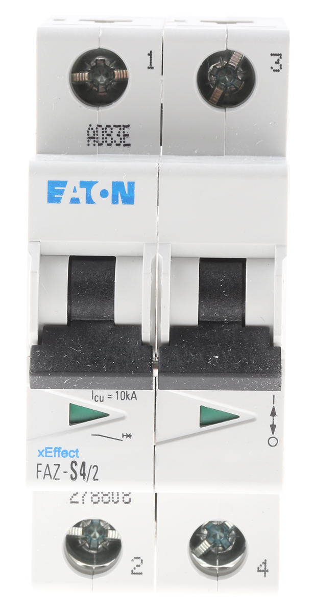 Eaton xEffect MCB, 2P, 4A Curve S, 230V AC, 10 kA Breaking Capacity